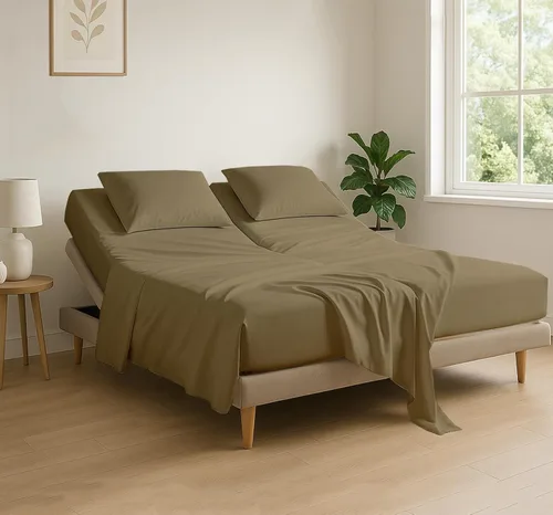 Miniatura 39 de Cottingon Juego de sábanas de 4 piezas de tamaño King con cabezal flexible, sábanas divididas de 34 pulgadas para camas ajustables con números
