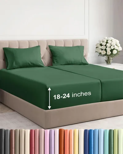 Miniatura 66 de Sábanas King divididas con bolsillos extra profundos, sábanas transpirables y refrescantes de 5 piezas, sábanas de lujo para hotel, suaves, sin 22