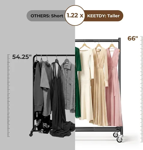 Miniatura 5 de KEETDY Percheros de ropa resistentes para colgar ropa, perchero resistente con ruedas, estantes de armario independientes, capacidad de carga de 210