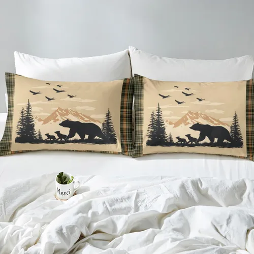 Miniatura 4 de Sábanas de oso de caza para niños y adolescentes, juego de cama rústico occidental de vida silvestre, sábana bajera para niños y niñas, sábanas