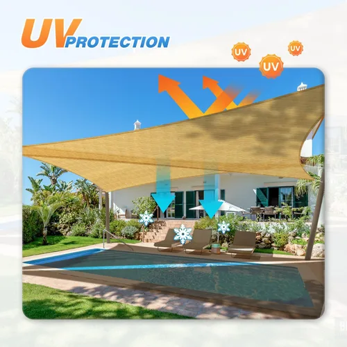 Miniatura 5 de TANG Toldo tipo vela triangular de 7 x 7 x 7 pies, para patio, con bloqueo UV, tela permeable para pérgola, patio trasero, porche, terraza, jardín