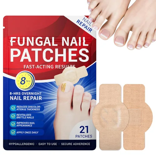 Tratamiento de hongos en las uñas de los pies extra fuerte – 21 parches de uñas de hongos, parches de reparación de uñas, 8 horas de adherencia