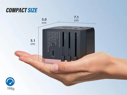Miniatura 6 de EPICKA Adaptador de viaje universal, adaptador de enchufe de viaje europeo, adaptador de corriente internacional cargador mundial con USB-C y 4 Oro