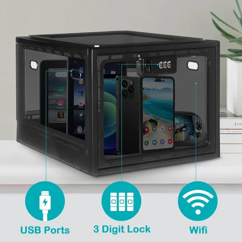 Miniatura 4 de Lalifebuss Cajas de cerradura de combinación para artículos personales, caja de almacenamiento con cerradura para casillero de Negro