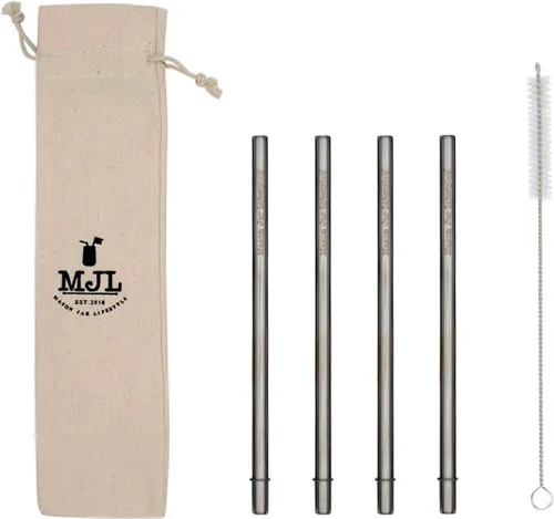 Miniatura 10 de Pajitas cortas y seguras de acero inoxidable para batidos, pajitas rectas reutilizables de metal para tarros de media pinta de masón, tazas de café