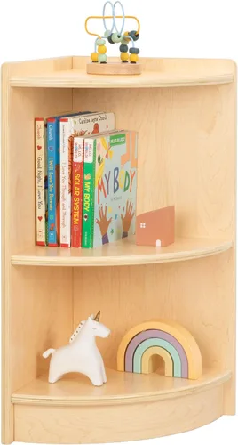 OOOK Armario esquinero de madera, organizadores y almacenamiento de juguetes de 2 niveles, estante Montessori para habitación de niños, sala de