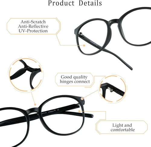 Miniatura 2 de LifeArt Lentes de bloqueo de luz azul, antifatiga ocular, anteojos de lectura para computadora, anteojos de juegos, gafas de TV para mujeres y negro