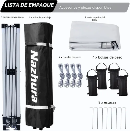 Miniatura 3 de Nazhura Tienda de campaña desplegable de 10 x 10 pies con bolsa de peso de arena, refugio solar independiente para picnic y campamento, Blanco