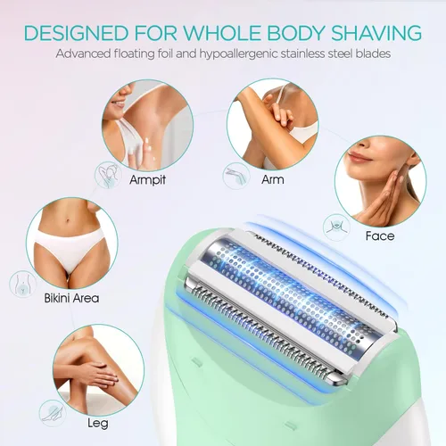 Miniatura 4 de VOGOE Depiladora para mujer, depiladora inalámbrica para mujeres, depiladora eléctrica 4 en 1, 2 velocidades y 21 pinzas para cara, piernas, brazos