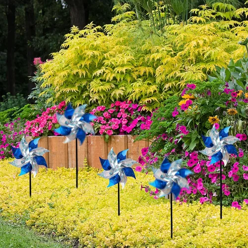 Miniatura 4 de Hausse Paquete de 10 Molinillos Reflectantes, Molinillo Extra Brillante, Dispositivos Repelentes de Aves para Ahuyentar a los Pájaros del Patio