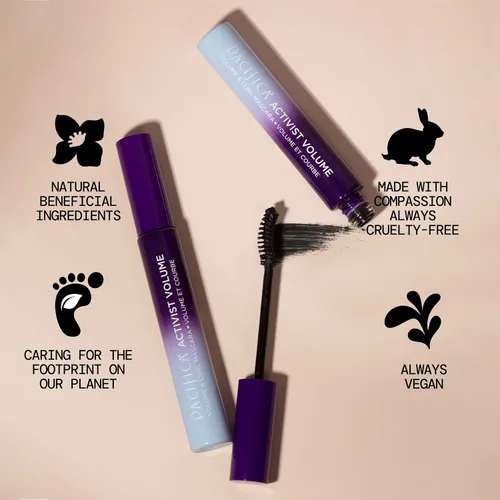 Miniatura 9 de Pacifica Activist Volume & Curl Mascara – Rímel de rizado instantáneo y voluminizador, fórmula de ceras y fibras vegetales, cepillo vegano, vegano