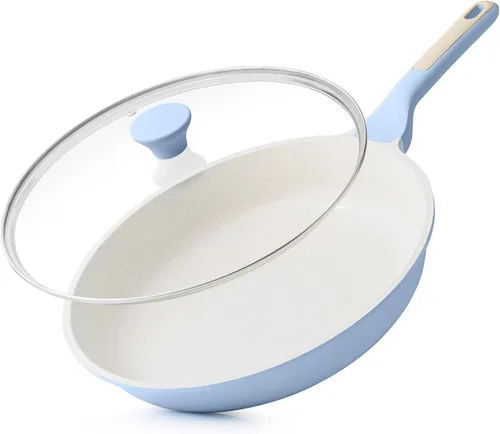 Miniatura 13 de SENSARTE Sartén antiadherente con tapa, sartén para tortilla con tapa, sartén de chef para cocina saludable, sartén antiadherente de cocina, libre
