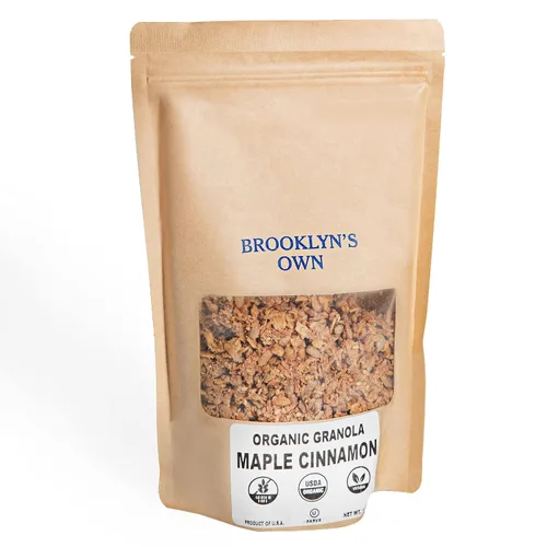 Brooklyn's Own Cereal orgánico de granola de arce y canela para el desayuno, aperitivos saludables sin gluten, paquete ecológico resellable de 12