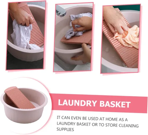 Miniatura 7 de Toddmomy 1 juego de lavabo de ropa para muñecas de bebé, ropa infantil, tabla de lavar a mano para niños, papelera para lavandería, lavabo de cara