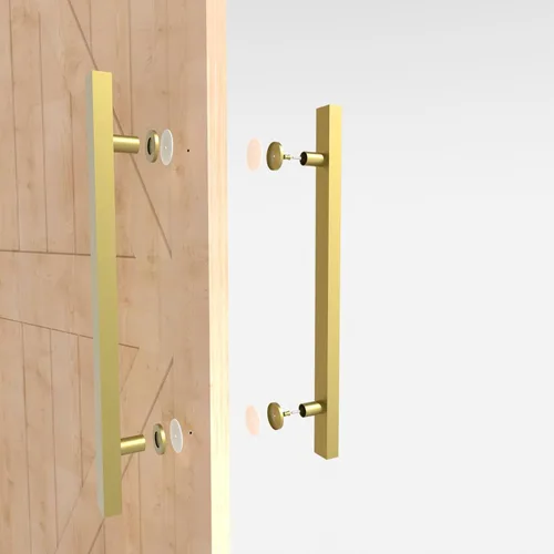 Miniatura 5 de Manijas Cuadradas de Titanio Dorado para Puerta de Granero 12"/24"/36"/48"/59", Manija Larga de Puerta Francesa de Empujar y Tirar de Doble Cara