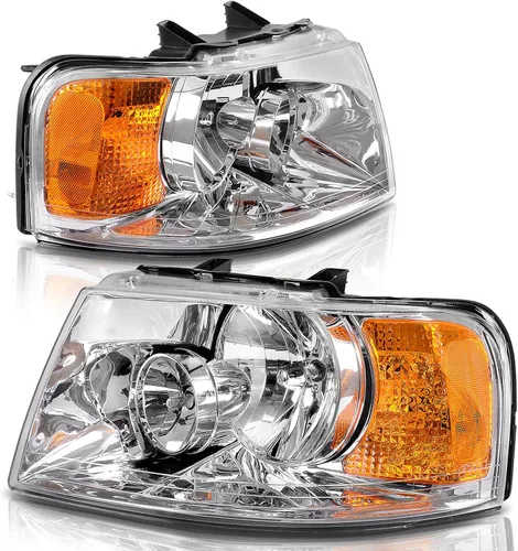 Miniatura 8 de Conjunto de repuesto de faros delanteros para Ford Explorer. Reflectores ámbar, carcasa cromada