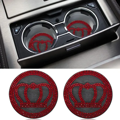 Miniatura 8 de 2 piezas de posavasos brillantes para portavasos de automóvil de 2.73 pulgadas, tapete antideslizante de silicona para portavasos de automóvil, AB