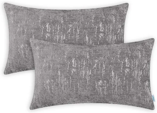 Miniatura 22 de CaliTime Juego de 2 fundas de cojín de felpilla súper suaves teñidas de mármol jacquard para sofá, decoración de casa rural, 18 x 18 pulgadas