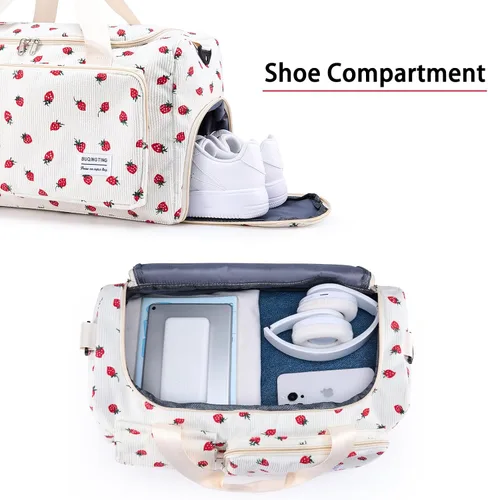 Miniatura 192 de Pequeña bolsa de gimnasio para mujer, bolsa de viaje con compartimento para zapatos