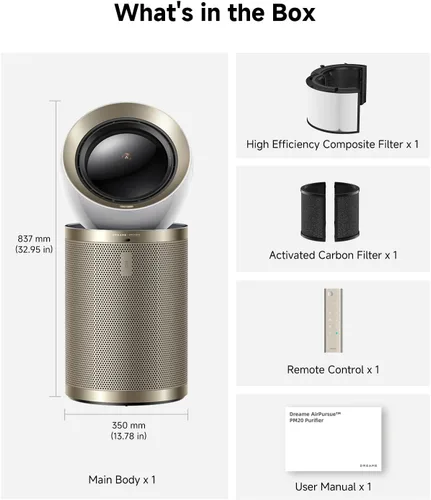 Miniatura 9 de Purificador de aire inteligente Dreame PM10 para el hogar, habitación grande, limpia 700 m² en una hora con 4 filtros, salidas de aire de doble vía