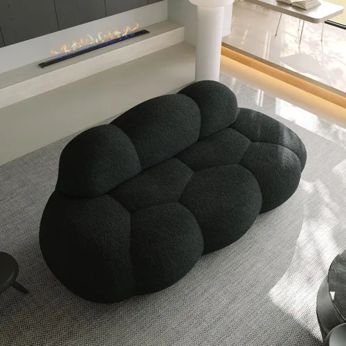 Miniatura 5 de JACH Sofá de nube de 3 plazas para sala de estar, moderno sofá tapizado de sherpa, sofá de ocio minimalista, cómodo sofá nube para apartamento
