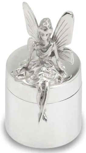 Miniatura 2 de Round First Curl and Tooth Keepsake Box, Sterling Silver, Boy and Girl Gifts for Newborns, Shower, 1st Birthday, Baptism, Christening, Beautiful