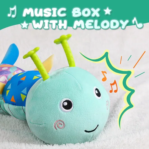 Miniatura 2 de Awotoy Juguetes para bebés de 0 a 12 meses, juguete de peluche musical con actividad sensorial suave con crujido multisensorial, sonajero y Oruga