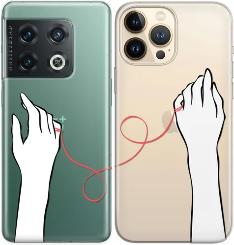 Miniatura 2 de Fundas a juego para parejas compatibles con iPhone 15 14 13 Pro Max 12 Mini 11 Xs 6s 8 Plus 7 Xr 10 SE X 5 Lindas nuevas manos rojas Cadena del Hilo