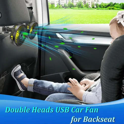 Miniatura 5 de Qidoe Ventilador de coche para asiento trasero, ventiladores portátiles alimentados por USB para automóvil con rotación de 360° con 3 velocidades