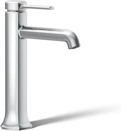 Miniatura 24 de KOHLER 27003-4K-BL - Grifo de baño alto de un solo mango con montaje de drenaje emergente, grifo de lavabo de baño de un agujero, 1.0 gpm, negro