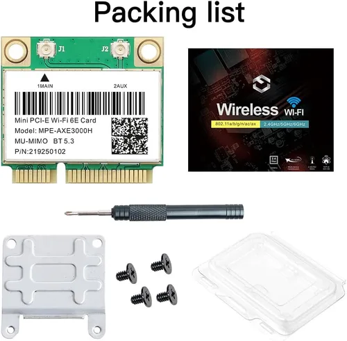 Miniatura 9 de WiFi 6E Half Mini PCI-E Tarjeta de red WiFi 802.11AX AC MPE-AXE3000H 2.4GHz 5GHz 6GHz 5400Mbps Tarjeta inalámbrica BT5.3 MU-MIMO mini PCIe Wi-Fi 6E