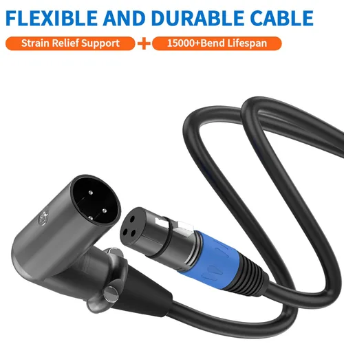 Miniatura 4 de LanSenSu Cable de enchufe XLR en ángulo recto XLR a recto, cable equilibrado macho de 90 grados a macho recto de 3 pines a 3 pines