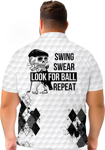 Miniatura 5 de PAGYMO Camisas de golf para hombre, con estampado divertido y loco hawaiano