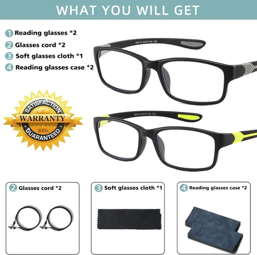 Miniatura 8 de Gafas de lectura anchas con luz azul para computadora, diseño deportivo, marco para cabeza grande, lentes fotocromáticos tintados