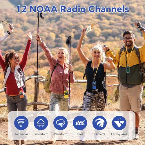 Miniatura 5 de V22 Walkie Talkies recargables para adultos, 22 canales FRS, radios bidireccionales meteorológicas NOAA con pantalla LCD, linterna VOX, batería