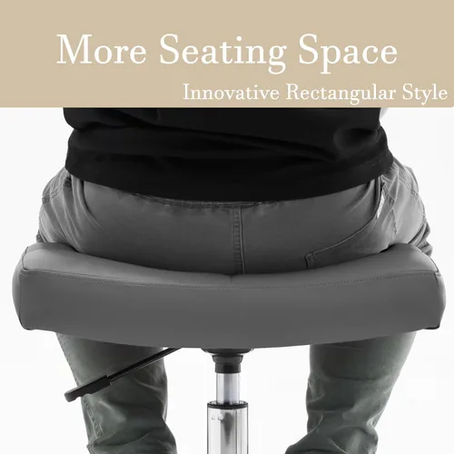 Miniatura 3 de Taburete enrollable ajustable resistente con asiento ancho, ruedas de goma bloqueables y reposapiés, silla giratoria para cocina, laboratorio, Gris