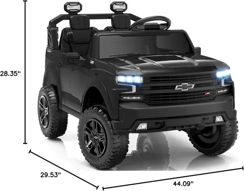 Miniatura 9 de First Ride On 24V 2 Plazas Paseo en Juguetes Chevrolet Silverado con Licencia, Vehículo Eléctrico con Control Remoto y Cinturones de Seguridad, Negro
