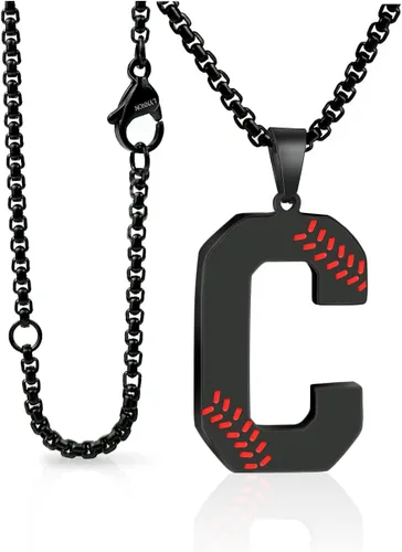 Collar con inicial de béisbol para niños y hombres, collares de letra A-Z, cadena de acero inoxidable con accesorios, dije deportivo, regalos de