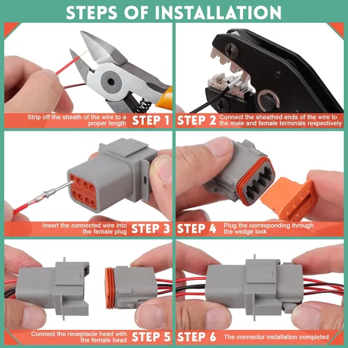 Miniatura 7 de Kit de conectores DT Deustch de 236 piezas con crimpador de cables, 2, 3, 4, 6, 8, 12 pines, enchufe eléctrico automotriz impermeable