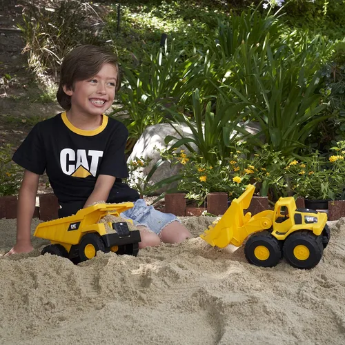 Miniatura 9 de Juego de juguetes de construcción CAT, paquete de 2 camiones de juguete de flota de construcción de 10" con piezas articuladas, divertido y duradero