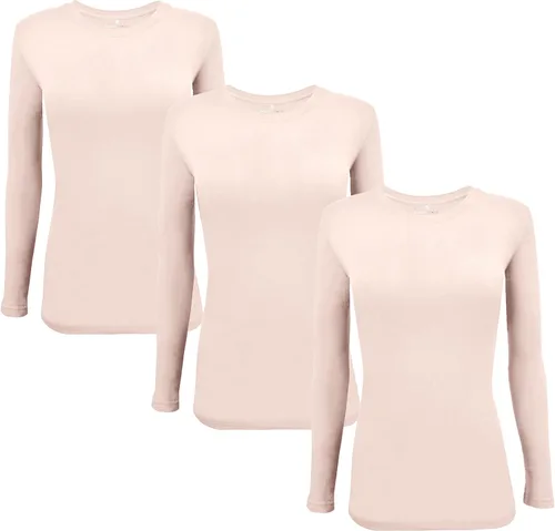 Miniatura 72 de Natural Uniforms Camiseta Under Scrub para mujer, cuello redondo, manga larga, paquete de 3, paquete múltiple de 3