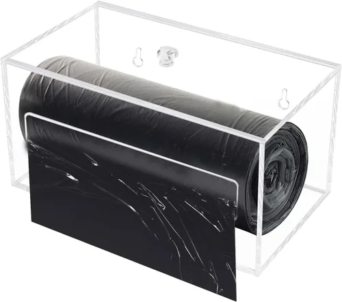 Miniatura 8 de Dispensador de soporte de bolsa de basura para basura, organizador de acrílico transparente para montaje en pared