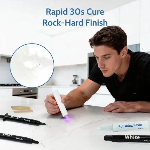 Miniatura 2 de Kit de reparación de encimera de cuarzo, kit de reparación de granito y mármol, chip de reparación de secado rápido de 30 segundos para virutas