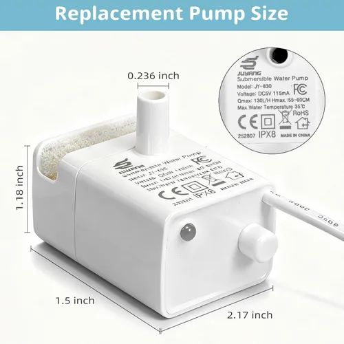 Miniatura 3 de JY-830 Bomba de agua sumergible universal para fuentes de mascotas (apagado automático cuando no hay agua)