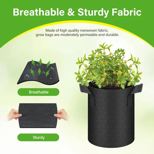 Miniatura 3 de HealSmart Paquete de 6 bolsas de cultivo no tejidas de 1 galón, macetas de tela de aireación con asas, adecuadas para frutas de jardín, verduras