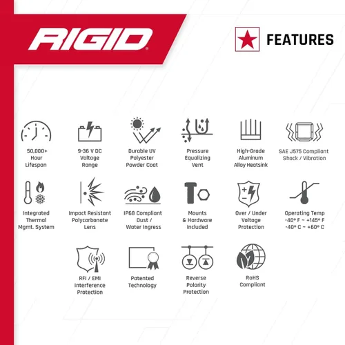 Miniatura 3 de Rigid Industries - Luz antiniebla SAE Serie D, luz antiniebla de día, luz antiniebla todoterreno para automóviles (juego de 2)