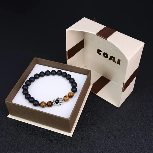 Miniatura 6 de Pulsera Hamsa con cuentas de piedra de tigre de ónix