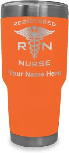 Miniatura 27 de LaserGram Vaso aislado al vacío de 20 onzas, enfermera registrada RN, grabado personalizado incluido (negro)