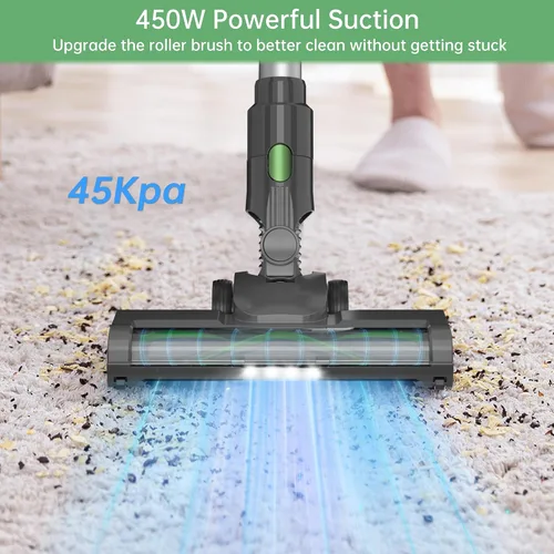 Miniatura 2 de Aspiradora inalámbrica, potente succión de 45 KPA, 50 minutos de funcionamiento, aspiradora ligera 6 en 1 con pantalla táctil LED antienredos
