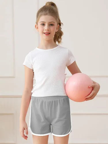 Miniatura 5 de Resinta Paquete de 5 pantalones cortos deportivos para niñas, pantalones cortos deportivos de fútbol para niños, de secado rápido, para gimnasio